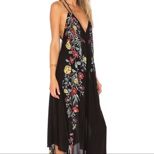 Free People Ashbury Black Floral Print Slip Dress